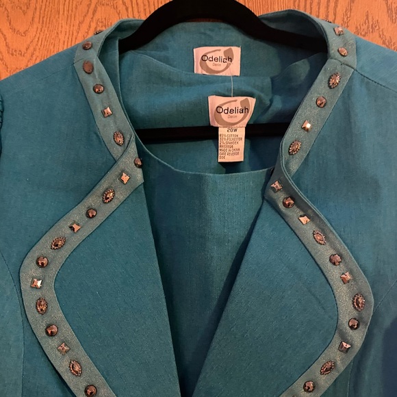 Aqua Blue 3 piece jacket tank skirt.. - Picture 2 of 7